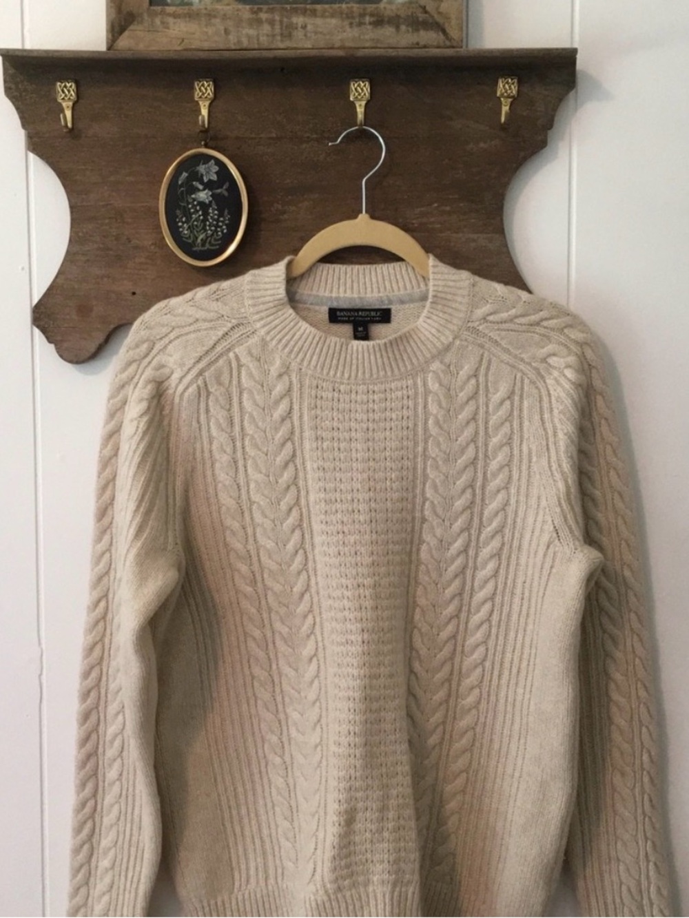 Banana Republic cable knit merino blend sweater